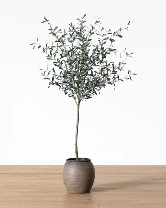 Faux 72″ Olive Tree with Ceramic Pot